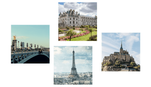 CANVAS PRINT SET CHARMING FRANCE - SET OF PICTURES - PICTURES