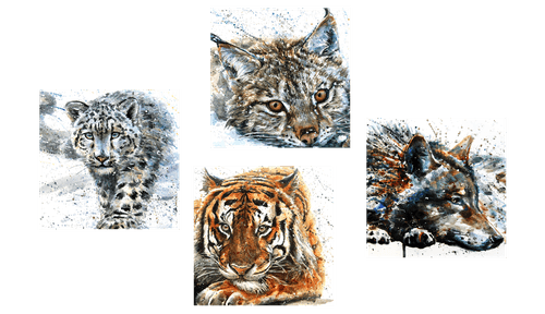 CANVAS PRINT SET ANIMALS IN A BEAUTIFUL WATERCOLOR DESIGN - SET OF PICTURES - PICTURES