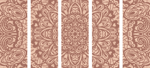 QUADRO IN 5 PARTI MANDALA FLOREALE - QUADRI FENG SHUI - QUADRI