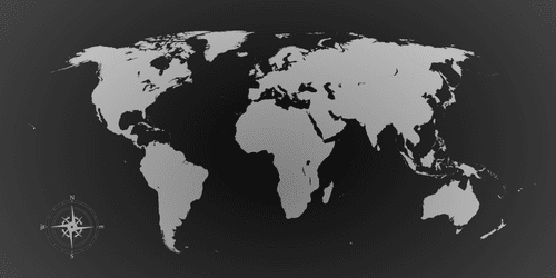 CANVAS PRINT MAP OF THE WORLD IN SHADES OF GREY - PICTURES OF MAPS - PICTURES