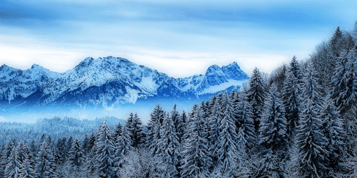 TABLEAU SUR TOILE – MONTAGNES GELÉES - TABLEAUX DE LA NATURE ET DES PAYSAGES - TABLEAUX