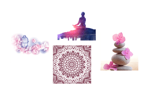 CANVAS PRINT SET FENG SHUI IN PINK DESIGN - SET OF PICTURES - PICTURES