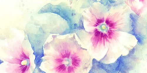 CANVAS PRINT FLOWERS IN PINK WATERCOLORS - PICTURES FLOWERS - PICTURES