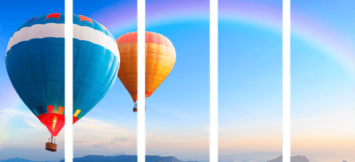 5-PIECE CANVAS PRINT ADVENTUROUS BALLOONS - PICTURES OF NATURE AND LANDSCAPE - PICTURES