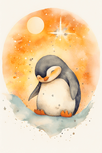 CANVAS PRINT DREAMY PENGUIN - DREAMY LITTLE ANIMALS - PICTURES