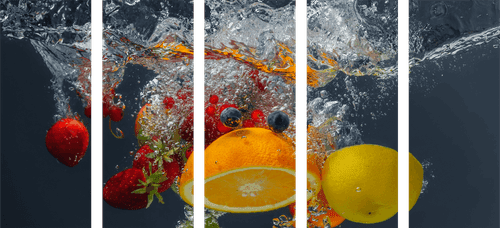 5-PIECE CANVAS PRINT FRUIT IN WATER - PICTURES OF FOOD AND DRINKS - PICTURES