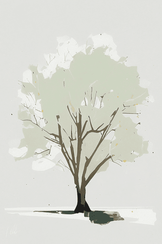 WANDBILD BAUM MIT HAUCH VON MINIMALISMUS - BILDER BÄUME UND LAUB - BILDER