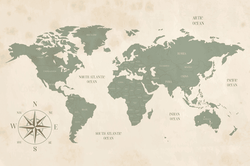 OBRAZ DECENTNÍ MAPA SVĚTA - OBRAZY MAPY - OBRAZY