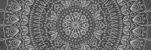 CANVAS PRINT HAND DRAWN MANDALA IN BLACK AND WHITE - BLACK AND WHITE PICTURES - PICTURES