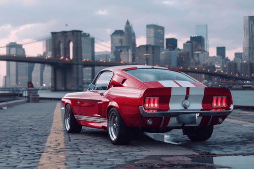 WANDBILD MUSTANG MIT PANORAMA VON NEW YORK - DOVIDO CHALLENGE - BILDER