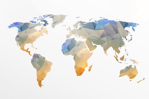 OBRAZ POLYGONÁLNÍ MAPA SVĚTA - OBRAZY MAPY - OBRAZY