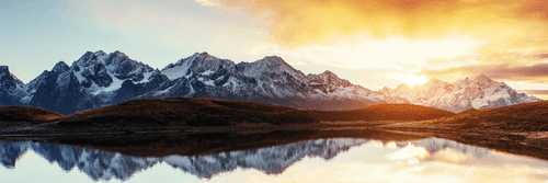 QUADRO MAGNIFICO TRAMONTO SULLE MONTAGNE - QUADRI DI NATURA E PAESAGGIO - QUADRI