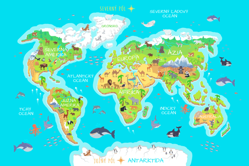 OBRAZ DETSKÁ MAPA SO SLOVENSKÝMI NÁZVAMI - TÉRKÉPES KÉPEK - KÉPEK