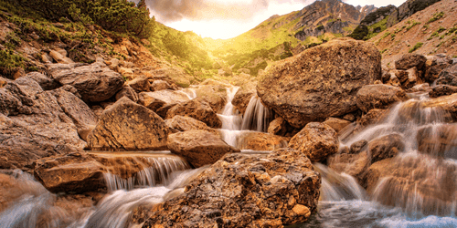 WANDBILD WASSERFÄLLE IM HOCHGEBIRGE - BILDER VON NATUR UND LANDSCHAFT - BILDER