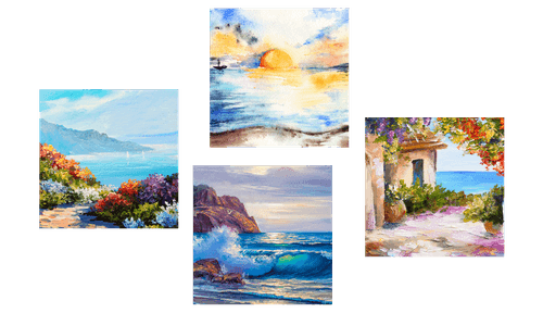 CANVAS PRINT SET SEA AND A BEACH - SET OF PICTURES - PICTURES