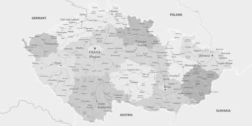 OBRAZ NA KORKU ELEGANTNÍ ŠEDÁ MAPA ČESKA - OBRAZY NA KORKU - OBRAZY