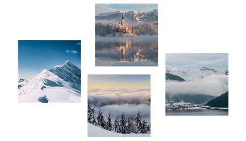 CANVAS PRINT SET SNOWY MOUNTAINS - SET OF PICTURES - PICTURES