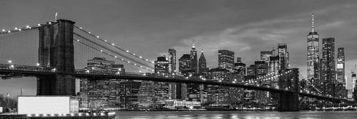 CANVAS PRINT ENCHANTING BROOKLYN BRIDGE IN BLACK AND WHITE - BLACK AND WHITE PICTURES - PICTURES