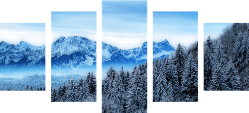 5-PIECE CANVAS PRINT FROZEN MOUNTAINS - PICTURES OF NATURE AND LANDSCAPE - PICTURES