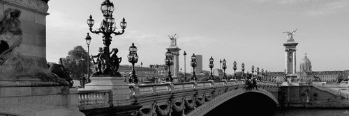 CANVAS PRINT BRIDGE OF ALEXANDER III. IN PARIS IN BLACK AND WHITE - BLACK AND WHITE PICTURES - PICTURES