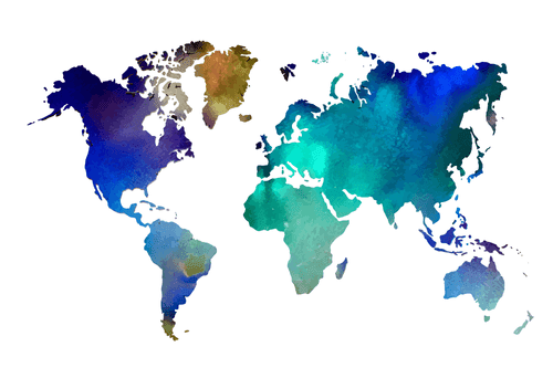 OBRAZ FAREBNÁ MAPA SVETA V AKVARELOVOM PREVEDENÍ - OBRAZY MAPY - OBRAZY