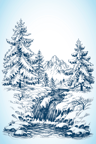 OBRAZ ZASNĚŽENÁ POHÁDKOVÁ KRAJINKA - OBRAZY LES - OBRAZY