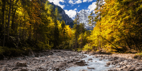 WANDBILD MALERISCHE BERGLANDSCHAFT - BILDER VON NATUR UND LANDSCHAFT - BILDER