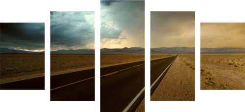 5-PIECE CANVAS PRINT ROAD IN THE MIDDLE OF THE DESERT - PICTURES OF NATURE AND LANDSCAPE - PICTURES