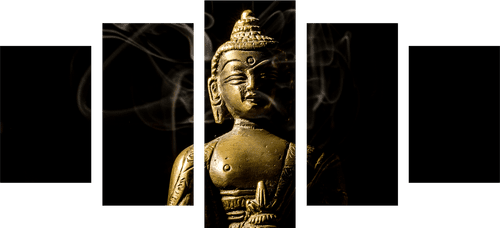 5-TEILIGES WANDBILD BUDDHA-STATUE - BILDER MIT FENG SHUI-MOTIVEN - BILDER