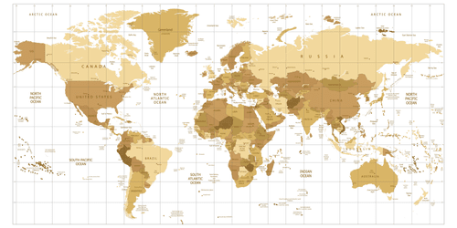 OBRAZ NA KORKU BÉŽOVÁ MAPA SVETA NA SVETLOM POZADÍ - OBRAZY NA KORKU - OBRAZY