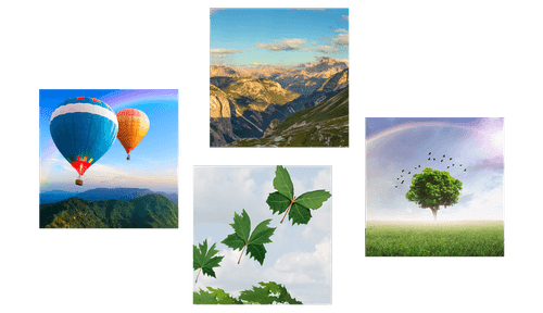 CANVAS PRINT SET HOT AIR BALLOON FLIGHT OVER THE LANDSCAPE - SET OF PICTURES - PICTURES