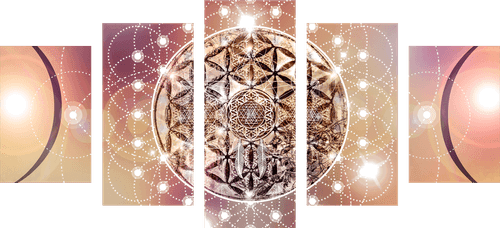 TABLEAU EN 5 PARTIES – MANDALA FASCINANT - TABLEAUX FENG SHUI - TABLEAUX