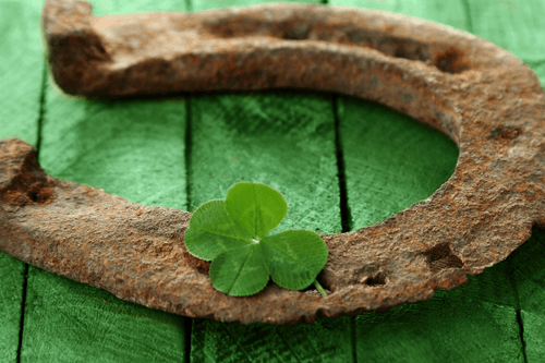 CANVAS PRINT HORSESHOE AND A FOUR-LEAF CLOVER FOR GOOD LUCK - STILL LIFE PICTURES - PICTURES