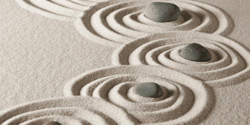 CANVAS PRINT ZEN STONES IN SANDY CIRCLES - PICTURES FENG SHUI - PICTURES