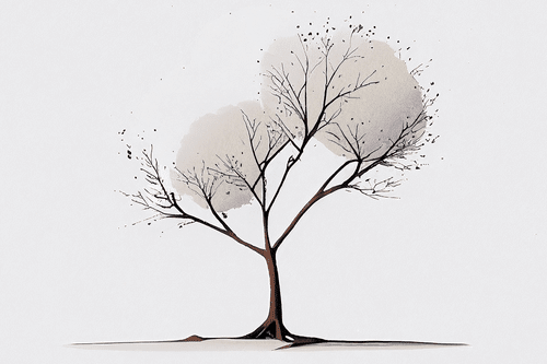 CANVAS PRINT MINIMALISTIC TREE WITHOUT LEAVES - PICTURES OF TREES AND LEAVES - PICTURES