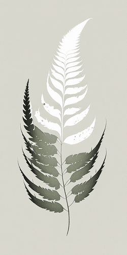 CANVAS PRINT LEAF FROM A FERN WITH A TOUCH OF MINIMALISM - PICTURES OF TREES AND LEAVES - PICTURES