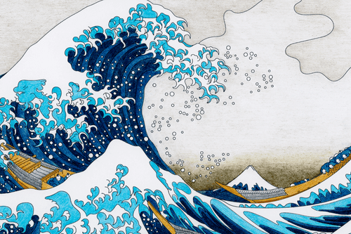 WANDBILD REPRODUKTION VON KATUSHIKA HOKUSAI - DIE GROSSE WELLE VOR KANAGAWA - BILDER VON NATUR UND LANDSCHAFT - BILDER