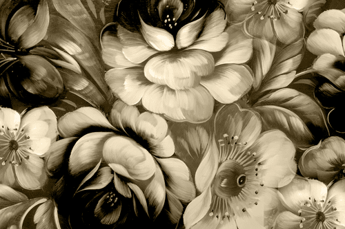 WANDBILD IMPRESSIONISTISCHE WELT DER BLUMEN IN SEPIA - SCHWARZ-WEISSE BILDER - BILDER