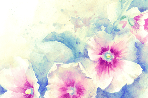 WANDBILD AQUARELLILLUSTRATION VON ROSA BLUMEN - BILDER BLUMEN - BILDER