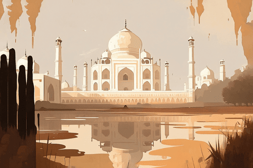 CANVAS PRINT INDIAN TAJ MAHAL - PICTURES OF CITIES - PICTURES