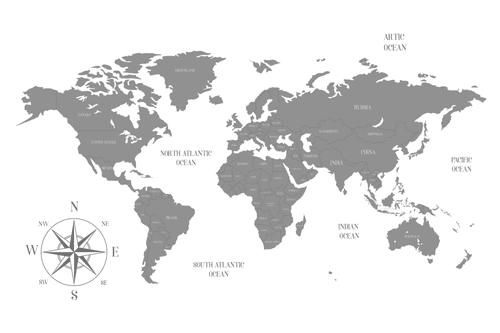 OBRAZ DECENTNÍ MAPA V ŠEDÉM PROVEDENÍ - OBRAZY MAPY - OBRAZY