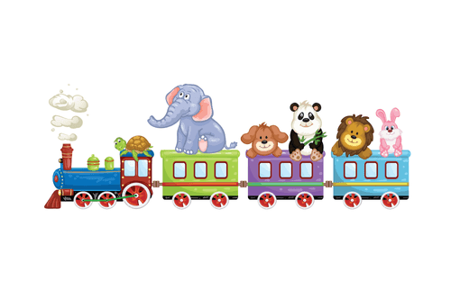 CANVAS PRINT TRAIN WITH ANIMALS - CHILDRENS PICTURES - PICTURES