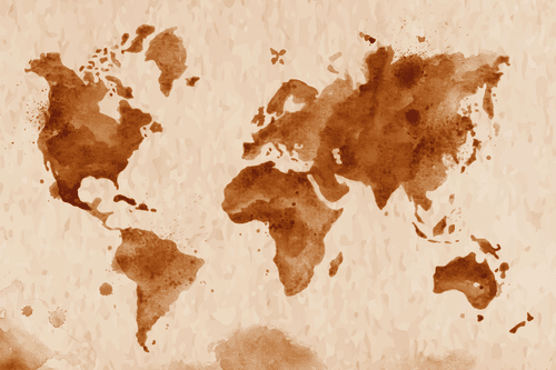 CANVAS PRINT WORLD MAP IN RETRO DESIGN - PICTURES OF MAPS - PICTURES