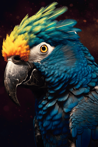 CANVAS PRINT BLUE-GOLD PARROT - PICTURES LORDS OF THE ANIMAL KINGDOM - PICTURES