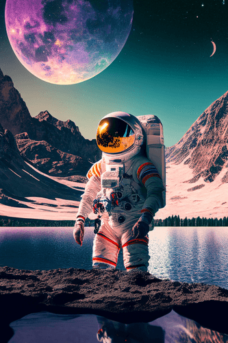 CANVAS PRINT ASTRONAUT ON THE SURFACE OF AN UNKNOWN PLANET - PICTURES OF ASTRONAUT - PICTURES