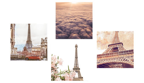 CANVAS PRINT SET EIFFEL TOWER IN PARIS - SET OF PICTURES - PICTURES