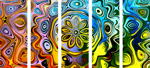 QUADRO IN 5 PARTI ARTE COLORATA CREATIVA - QUADRI ASTRATTO - QUADRI