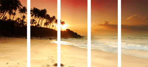 5-PIECE CANVAS PRINT SUNSET IN SRI LANKA - PICTURES OF NATURE AND LANDSCAPE - PICTURES