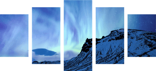 QUADRO IN 5 PARTI AURORA BOREALE - QUADRI DI NATURA E PAESAGGIO - QUADRI