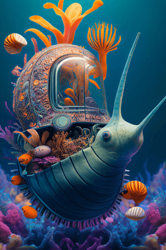 CANVAS PRINT SURREALISTIC SNAIL - PICTURES UNDERWATER WORLD - PICTURES